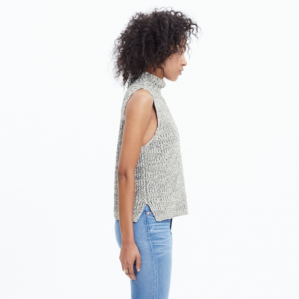 Madewell Sleeveless Grey Speckled Knit Sweater